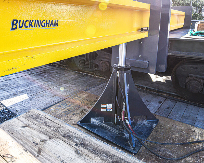 Buckingham 100-ton Multi-Purpose Jack under a yellow steel beam