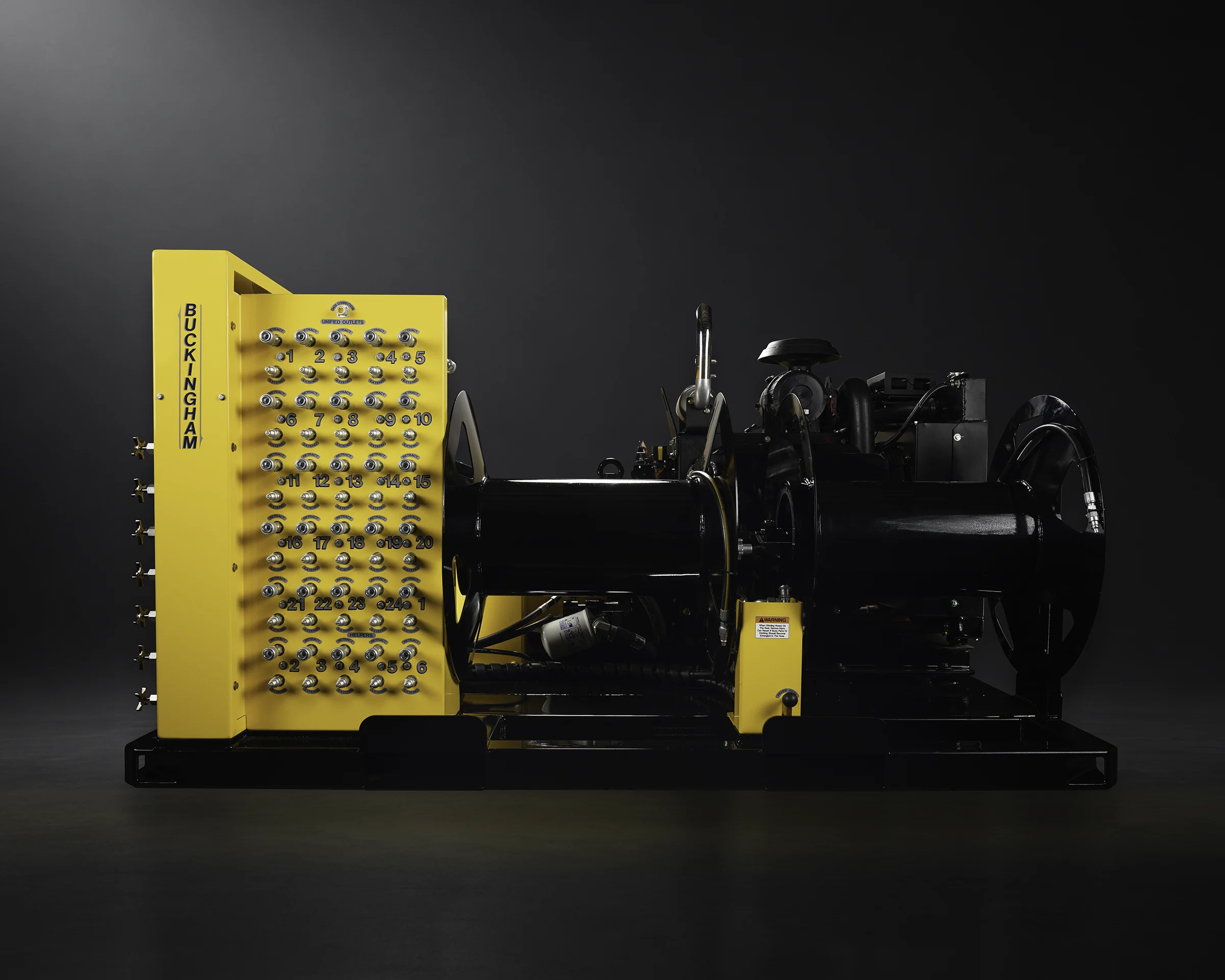 Side view yellow Buckingham 24-port unified jack machine