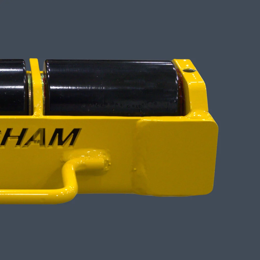 Roller has built in strike plates for quick adjustments while rolling